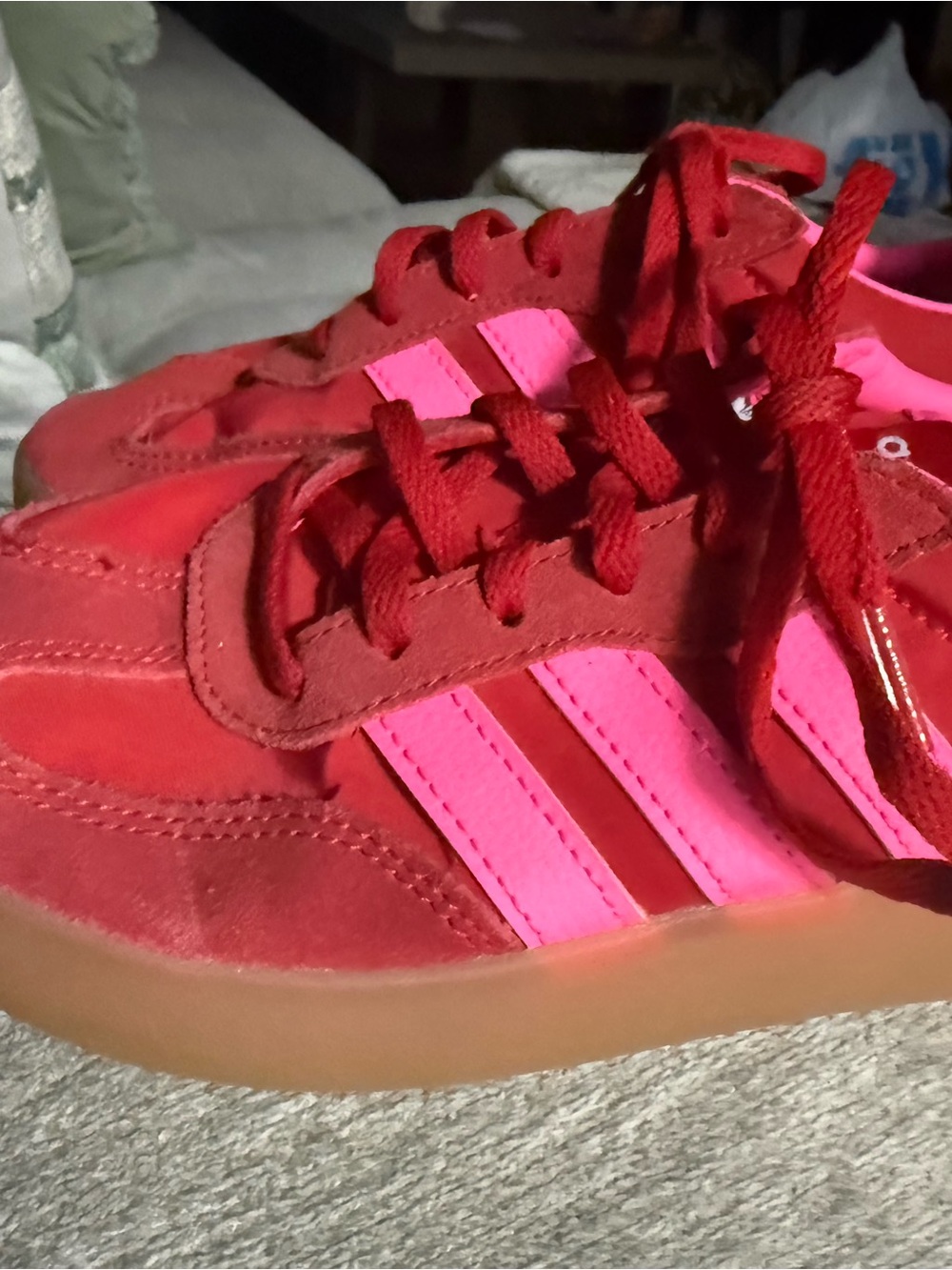 Kids Red & Pink Athletic Adidas Sneakers